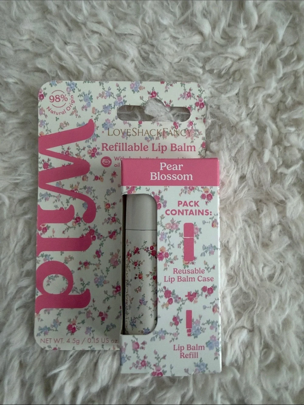 LoveShackFancy Floral Refillable Lip Balm Trio — Pink & Blue